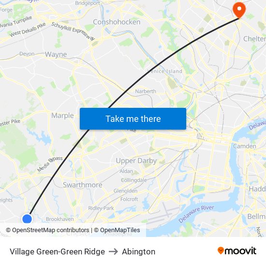 Village Green-Green Ridge to Abington map