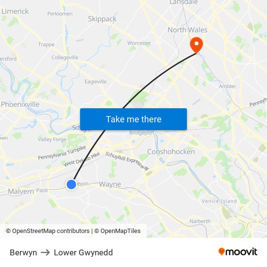 Berwyn to Lower Gwynedd map