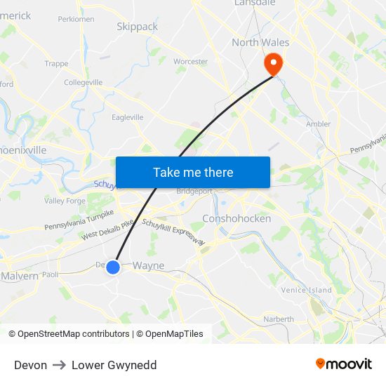 Devon to Lower Gwynedd map