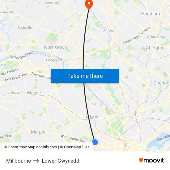 Millbourne to Lower Gwynedd map