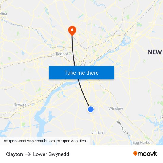 Clayton to Lower Gwynedd map