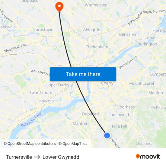 Turnersville to Lower Gwynedd map