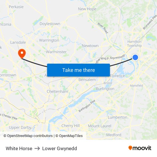 White Horse to Lower Gwynedd map