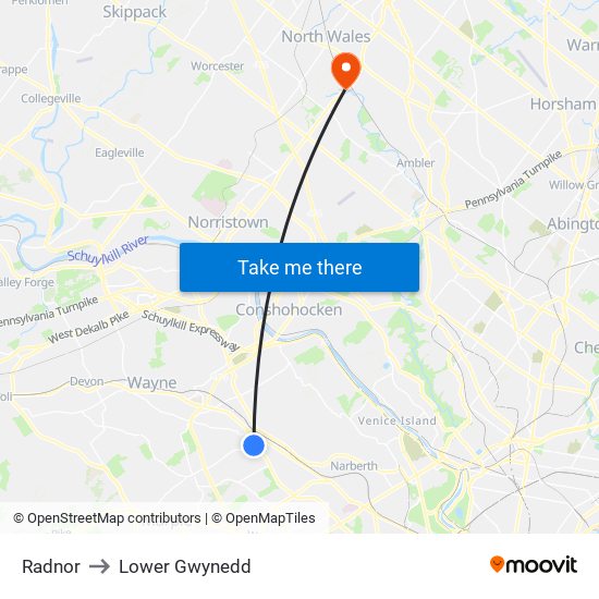 Radnor to Lower Gwynedd map