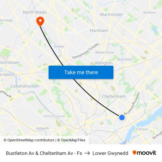 Bustleton Av & Cheltenham Av - Fs to Lower Gwynedd map