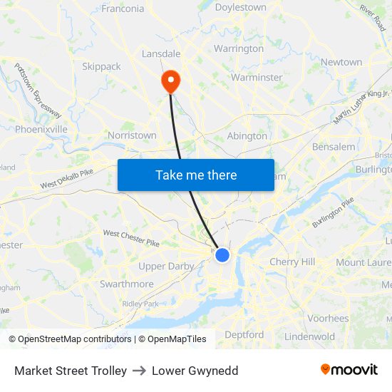 Market Street Trolley to Lower Gwynedd map