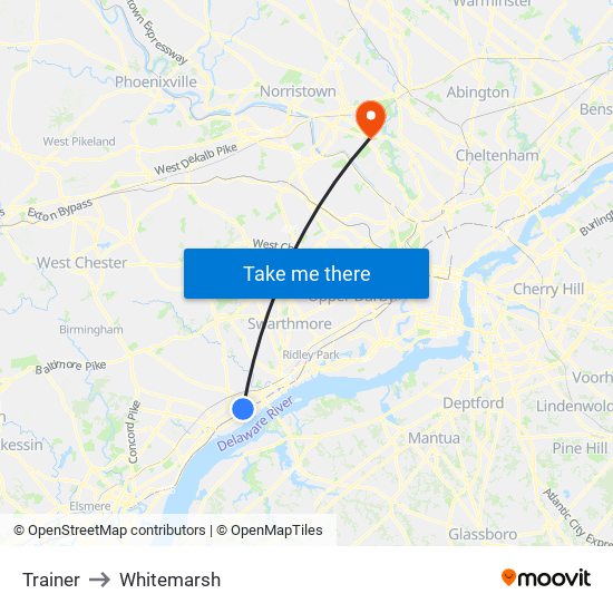 Trainer to Whitemarsh map