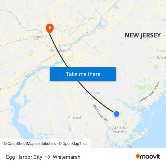 Egg Harbor City to Whitemarsh map