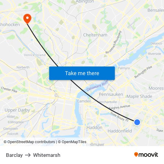 Barclay to Whitemarsh map