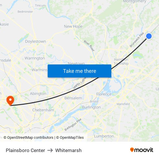 Plainsboro Center to Whitemarsh map