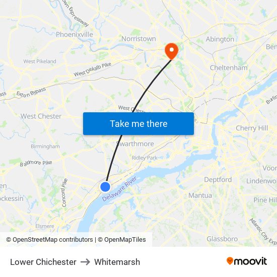 Lower Chichester to Whitemarsh map