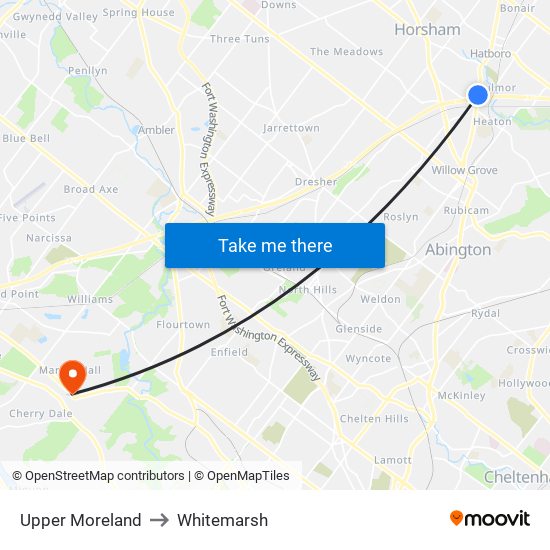 Upper Moreland to Whitemarsh map