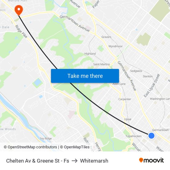 Chelten Av & Greene St - Fs to Whitemarsh map