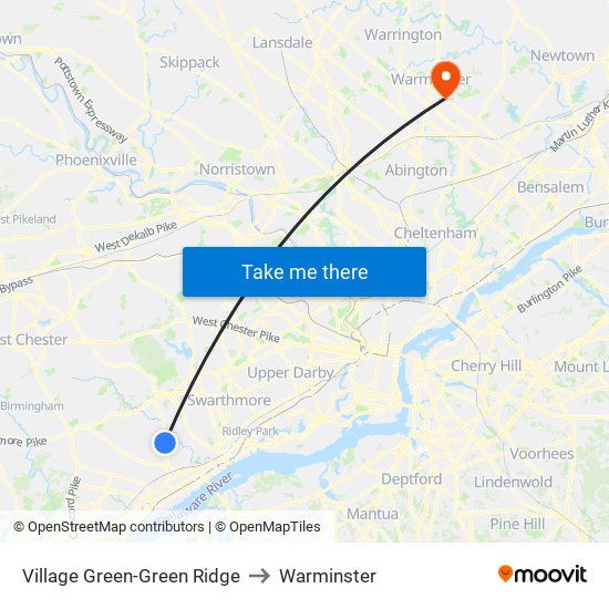 Village Green-Green Ridge to Warminster map
