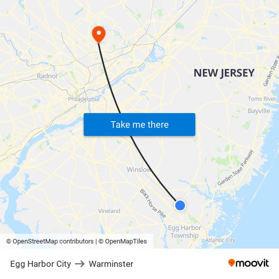 Egg Harbor City to Warminster map