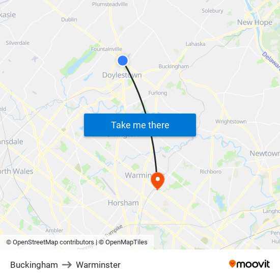 Buckingham to Warminster map