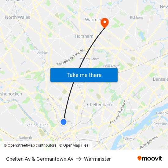 Chelten Av & Germantown Av to Warminster map