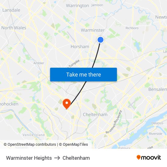 Warminster Heights to Cheltenham map