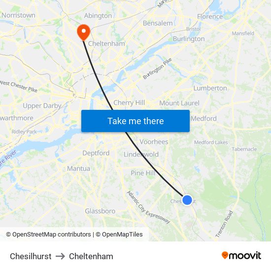 Chesilhurst to Cheltenham map