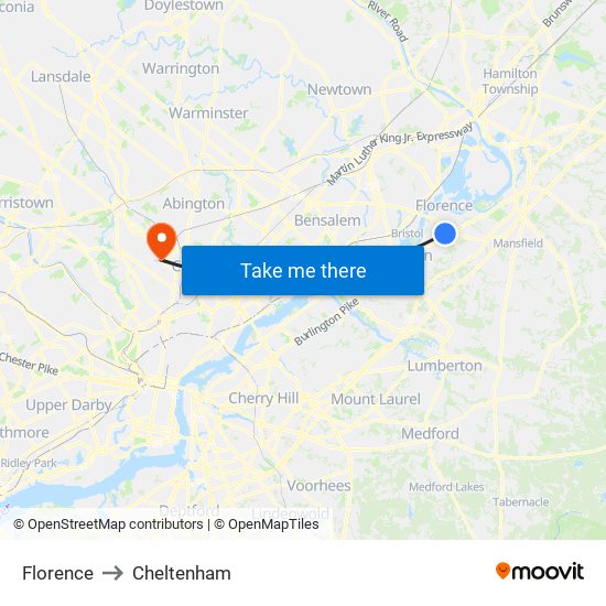 Florence to Cheltenham map