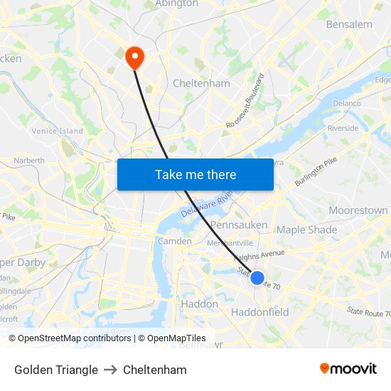 Golden Triangle to Cheltenham map