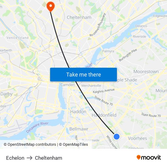 Echelon to Cheltenham map