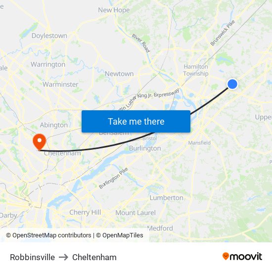 Robbinsville to Cheltenham map
