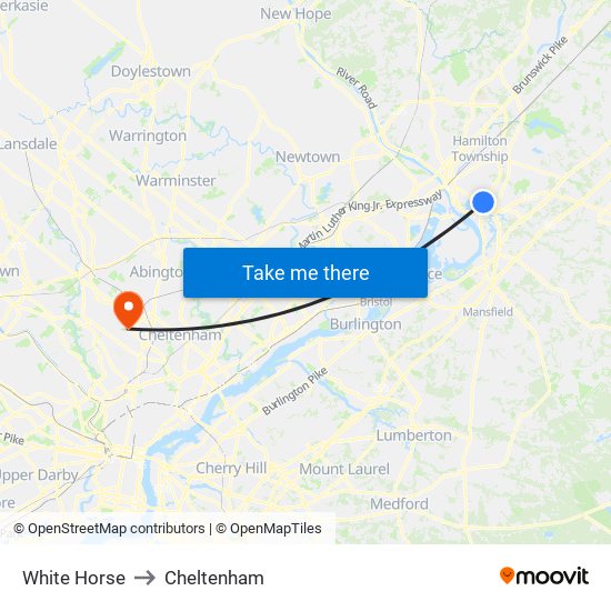 White Horse to Cheltenham map