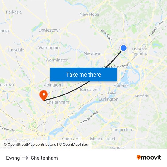 Ewing to Cheltenham map
