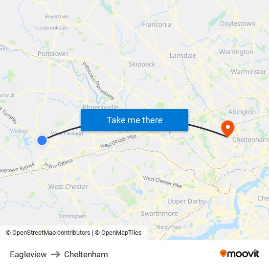 Eagleview to Cheltenham map