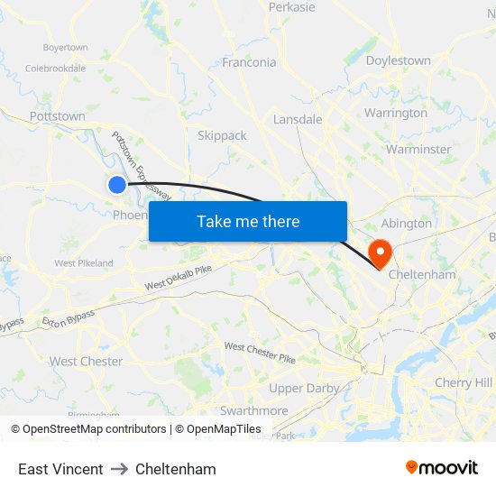 East Vincent to Cheltenham map