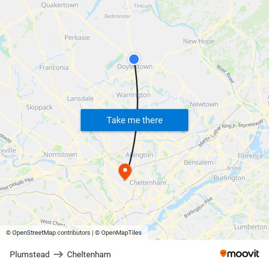 Plumstead to Cheltenham map