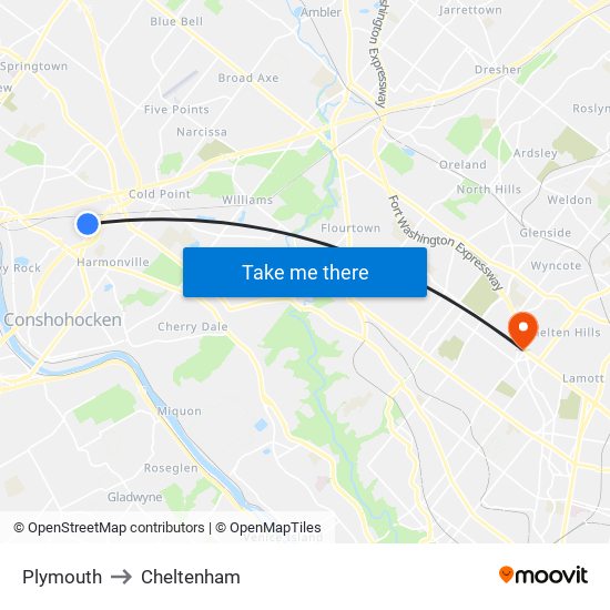 Plymouth to Cheltenham map
