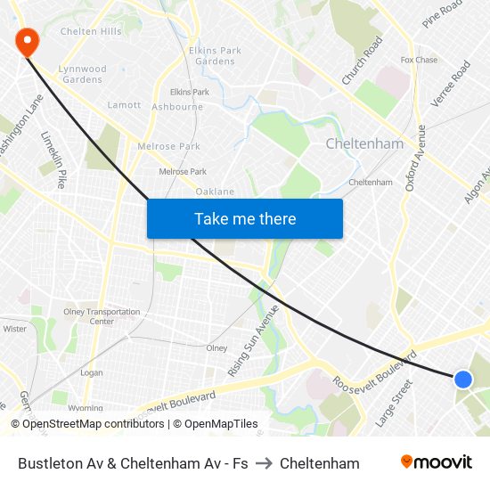 Bustleton Av & Cheltenham Av - Fs to Cheltenham map