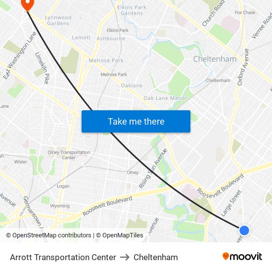 Arrott Transportation Center to Cheltenham map