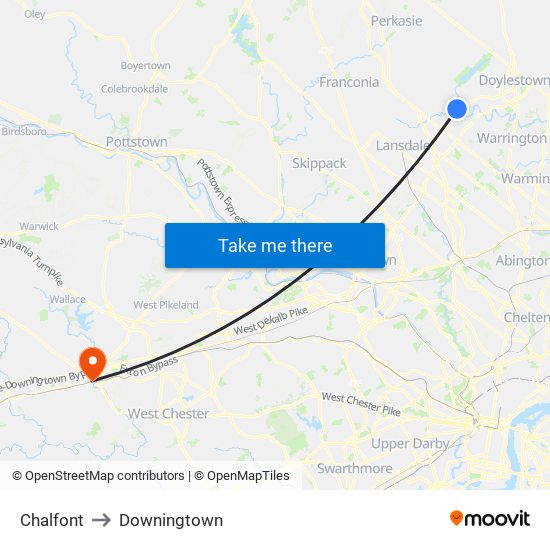 Chalfont to Downingtown map