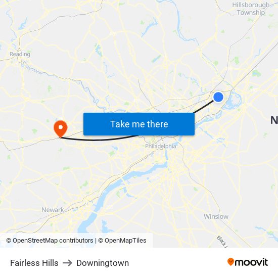 Fairless Hills to Downingtown map