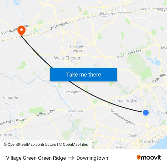 Village Green-Green Ridge to Downingtown map