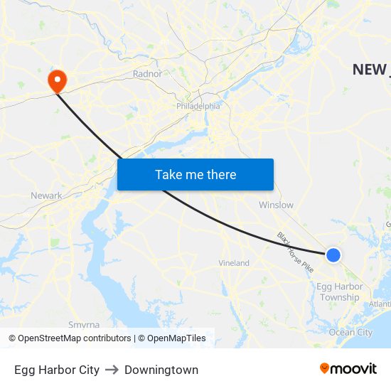 Egg Harbor City to Downingtown map