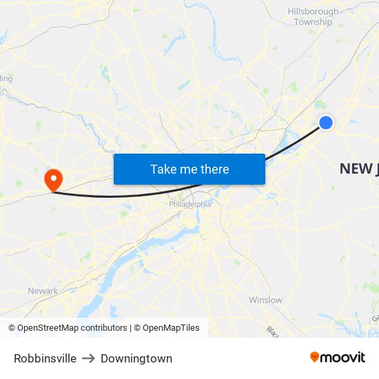 Robbinsville to Downingtown map