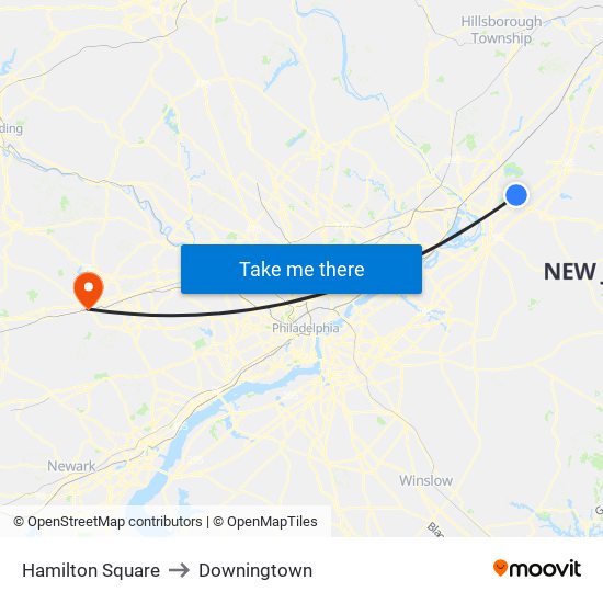 Hamilton Square to Downingtown map
