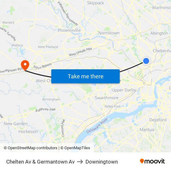 Chelten Av & Germantown Av to Downingtown map