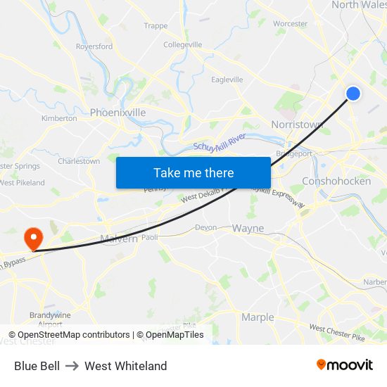 Blue Bell to West Whiteland map