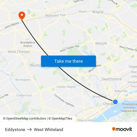 Eddystone to West Whiteland map