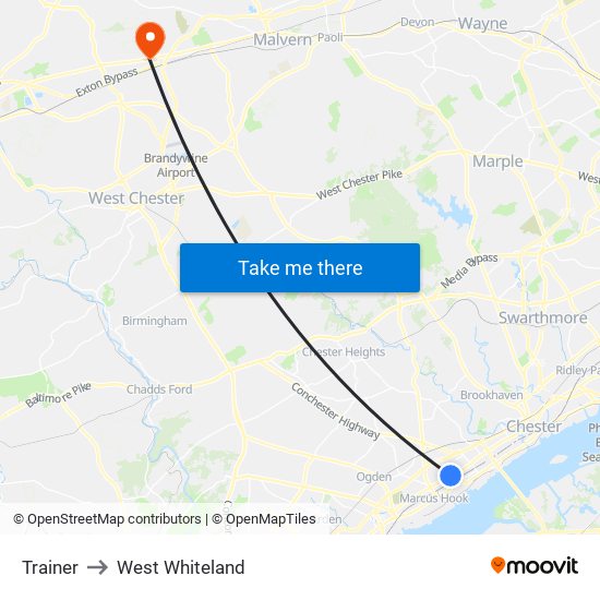 Trainer to West Whiteland map