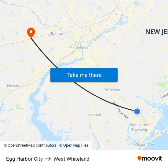 Egg Harbor City to West Whiteland map