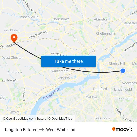 Kingston Estates to West Whiteland map