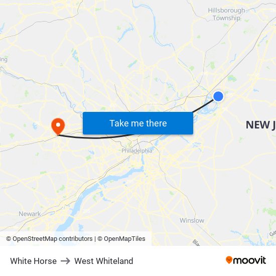 White Horse to West Whiteland map