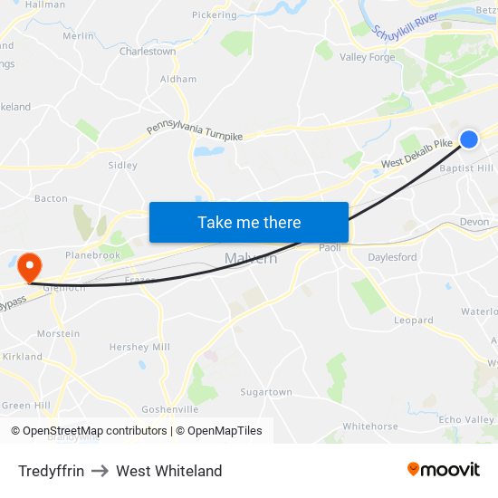 Tredyffrin to West Whiteland map