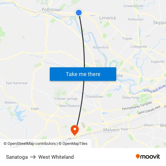 Sanatoga to West Whiteland map